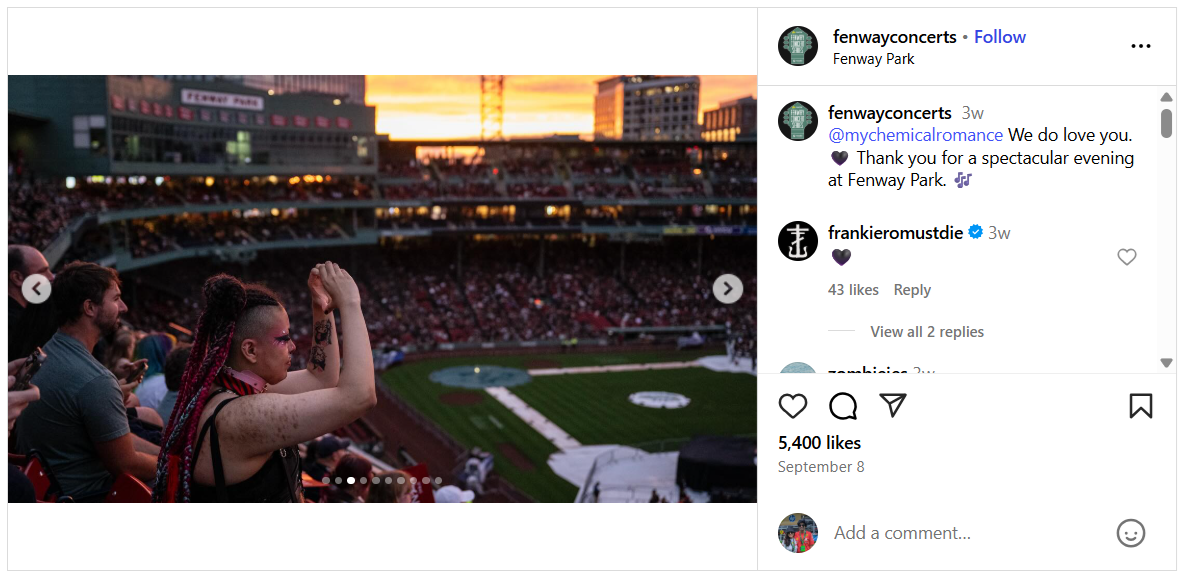 My Chemical Romance Fenway Park Boston Crowd